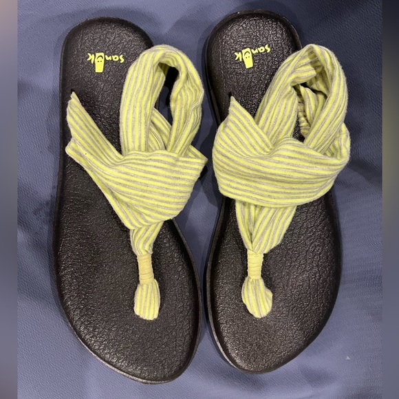 Sanuk Yoga Sling Sandals Sz 8 Chartreuse/Gray - Picture 8 of 9